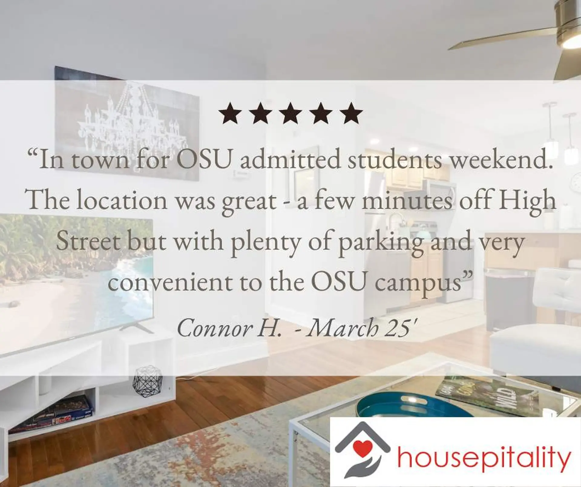 "In town for OSU admitted students weekend. The location was great - a few minutes off High Street b