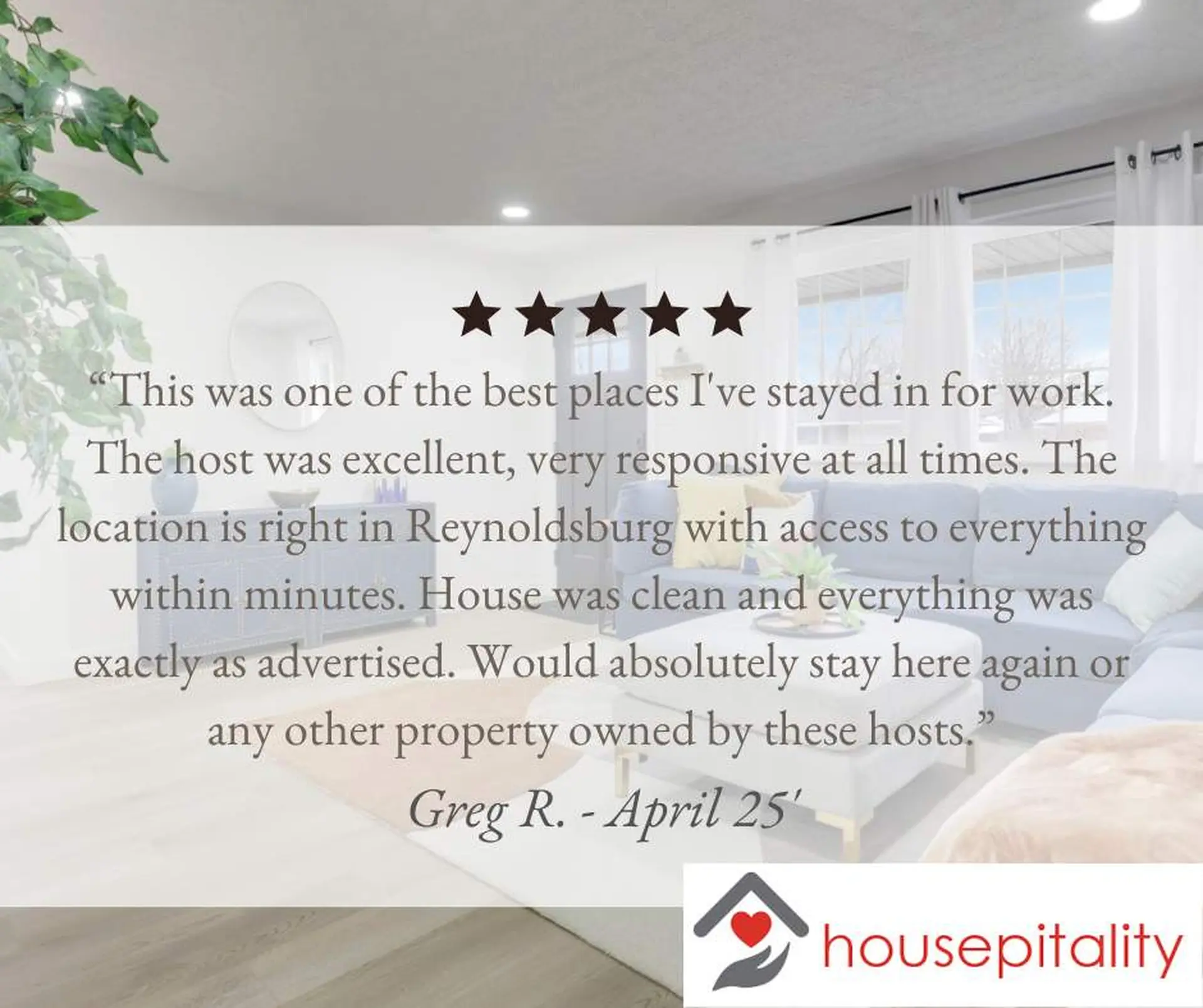 A glowing review of a Reynoldsville property: "This was one of the best places I've stayed in for wo