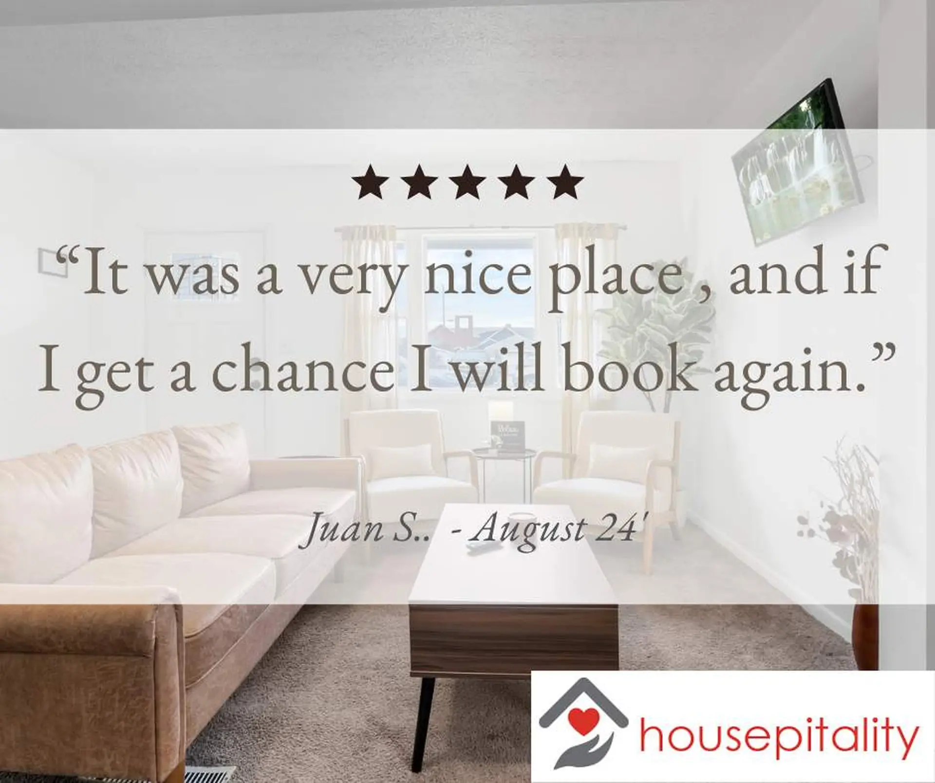 A review of a nice place with five stars, and the name Juan S. with a date.