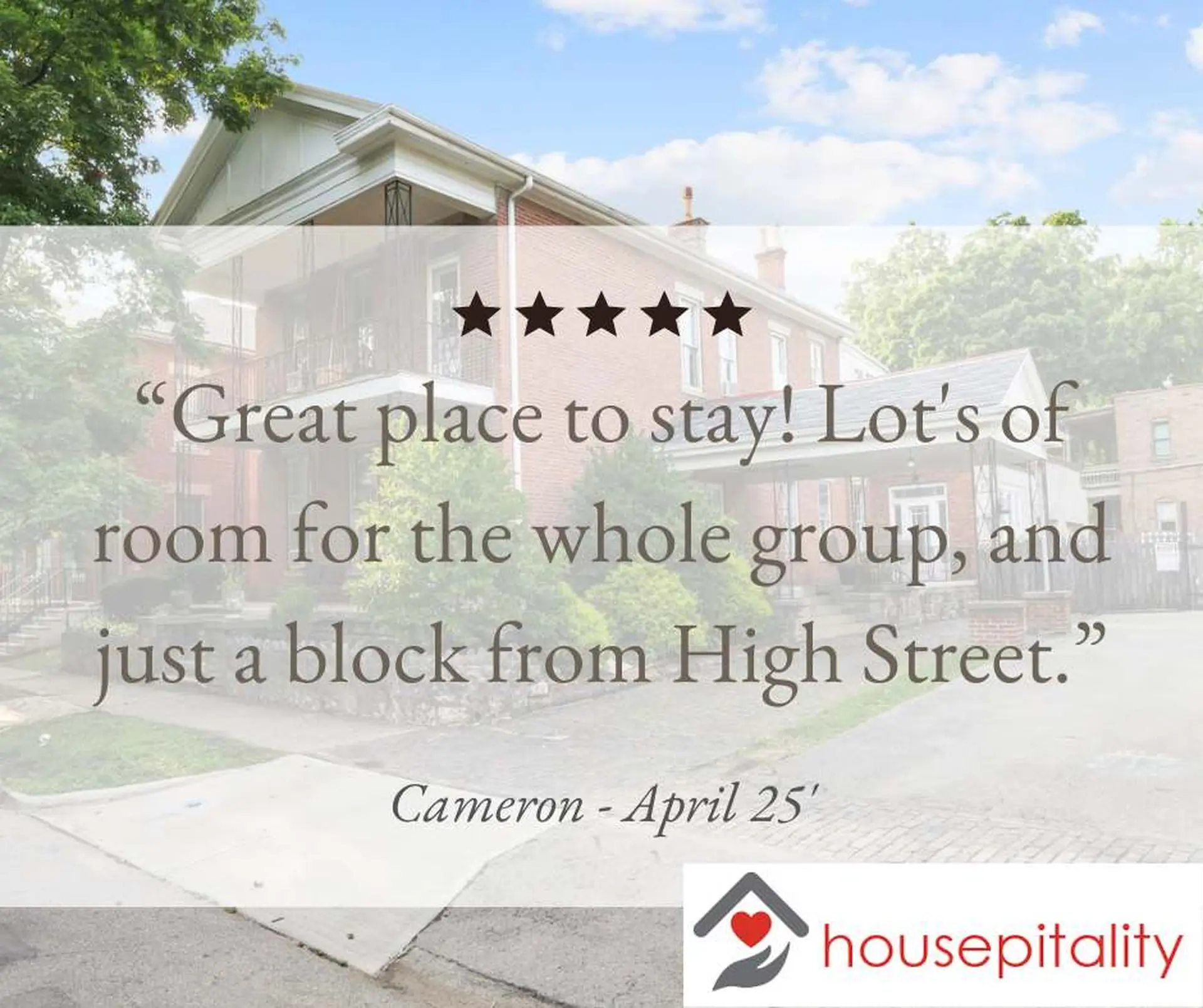 A review of "Great place to stay! Lot's of room for the whole group, and just a block from High Stre