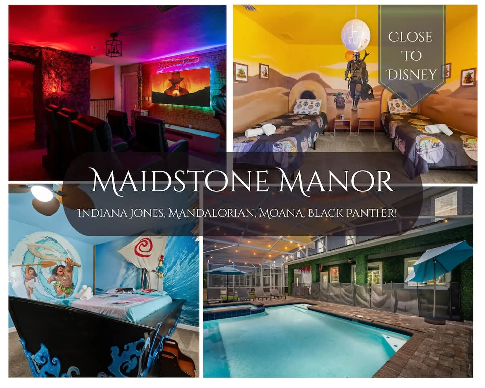 Maidstone Manor: A vacation home with themed rooms and a pool, close to Disney.