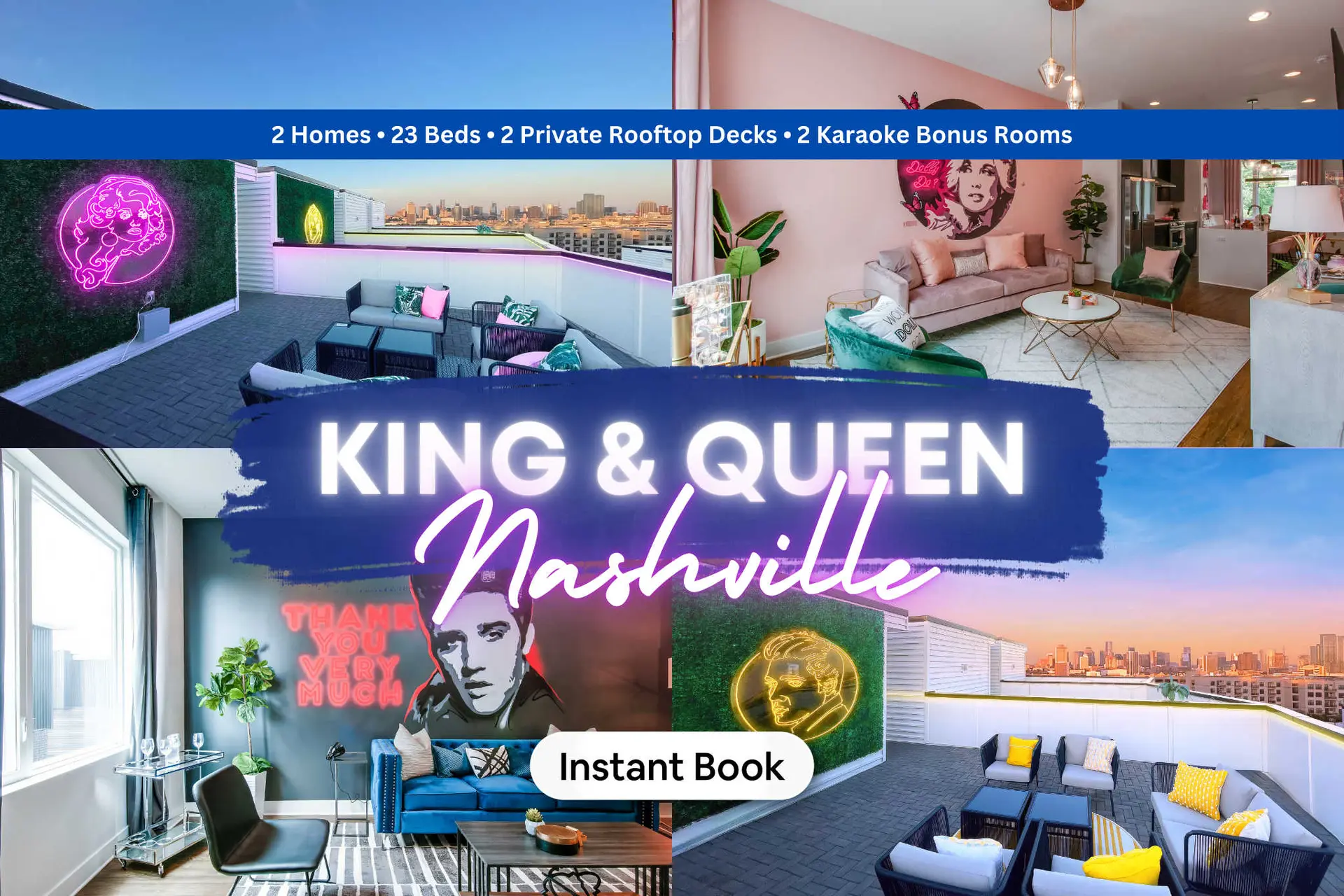 Downtown Nashville: Rooftop, Karaoke & Game Rooms!