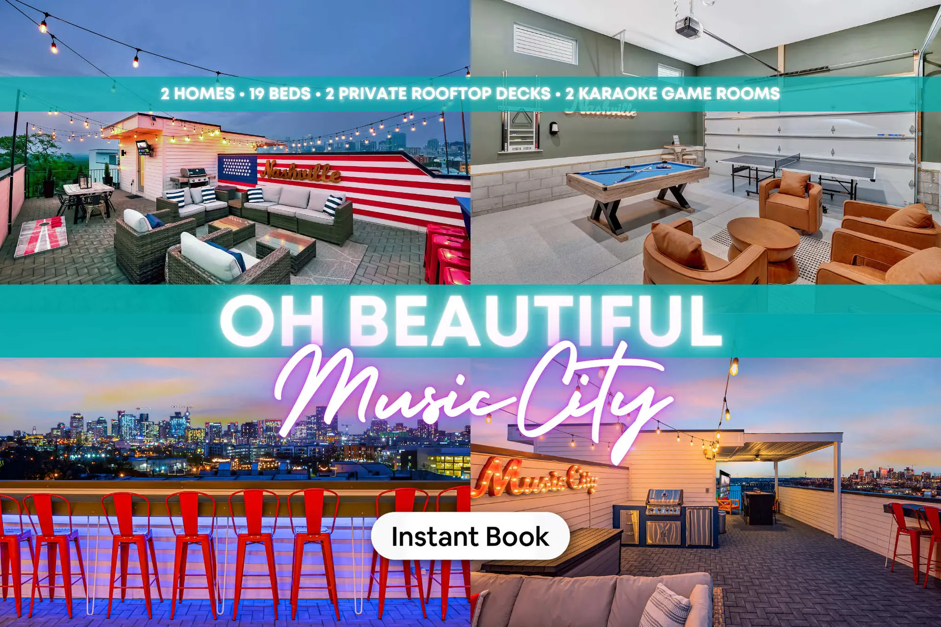 Ultimate Rooftop Double, Games, BBQ, Skyline Views