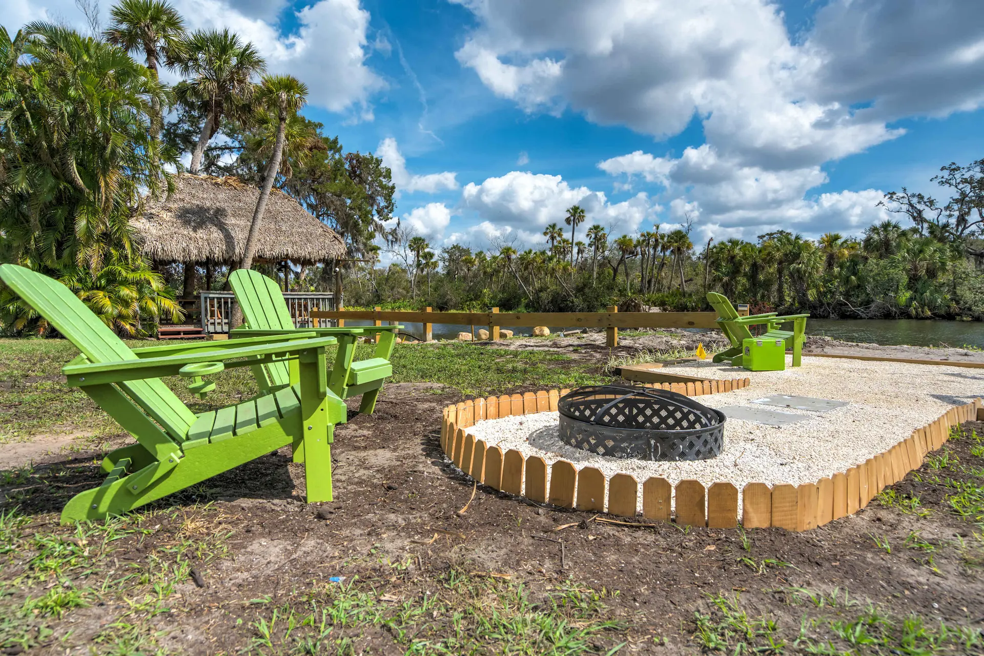 Riverside Hut! Cozy Getaway w/ Tiki Hut & Firepit
