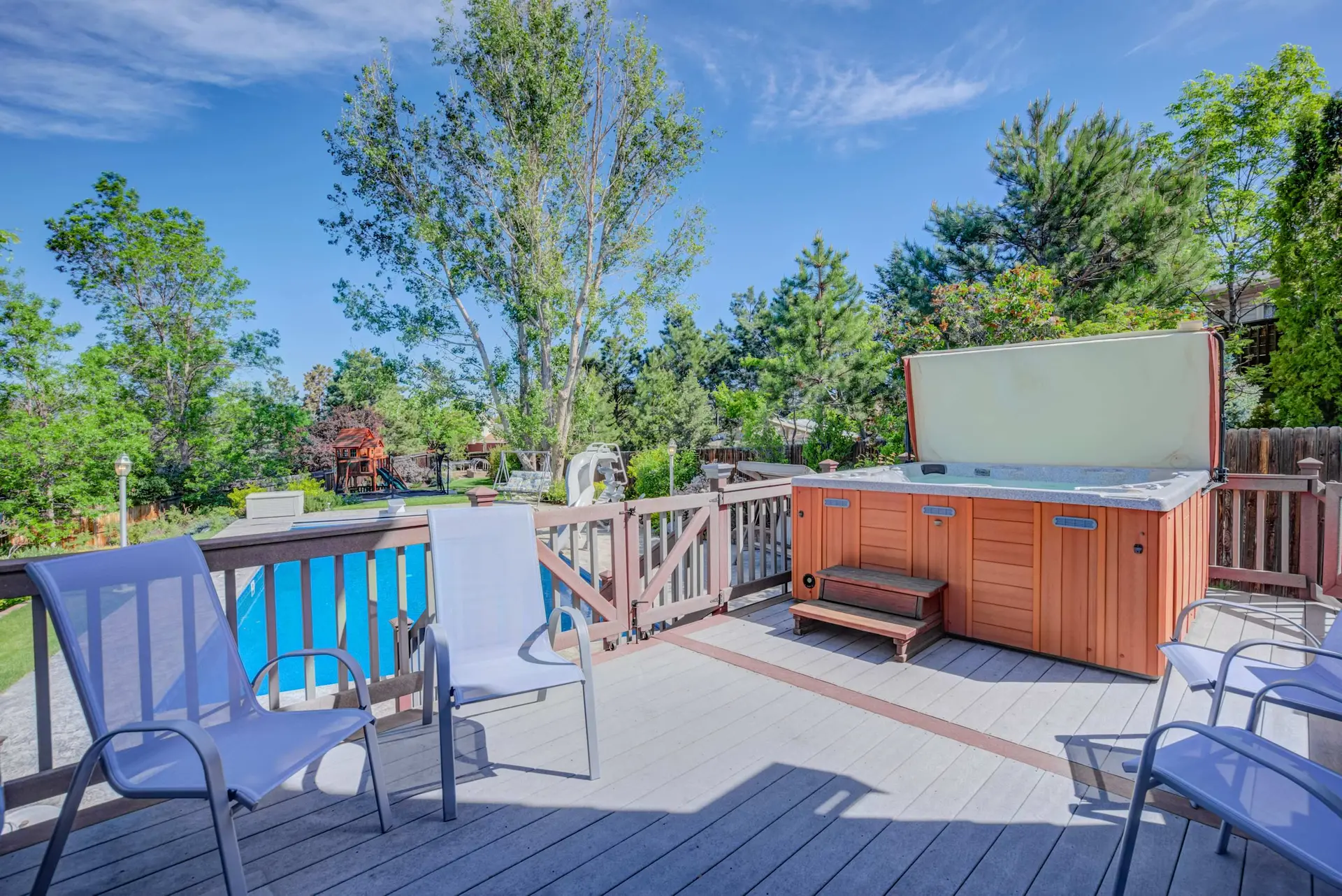 Deep Blue! Poolside Fun w/ Hot Tub & Playground