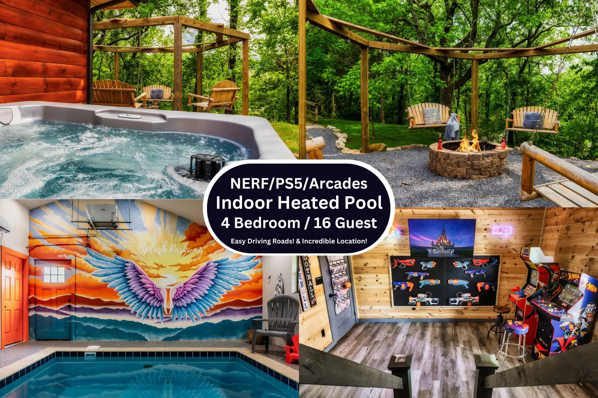 FUN Heated Pool Cabin  - Walk To Parkway