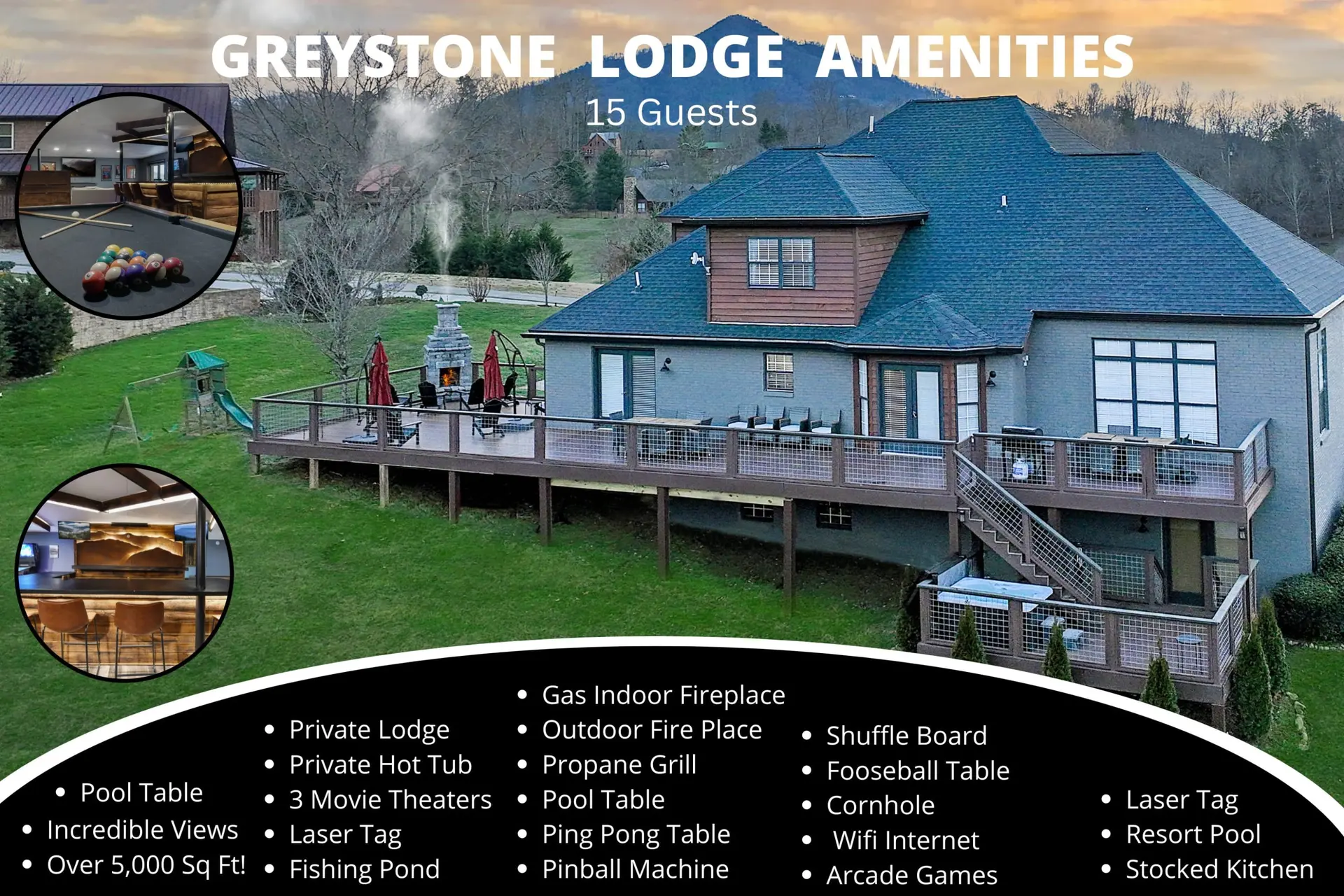 Greystone - 5,000 Sq Ft Luxury Lodge - Pool
