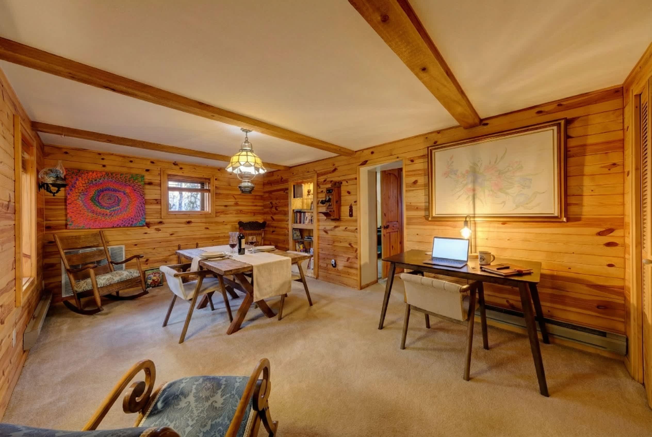 Copper soaking tub overlooking the creek — My Story cabin